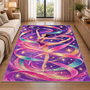 Rhythmic Gymnastics Ribbon Rug in a bright living room with a sofa