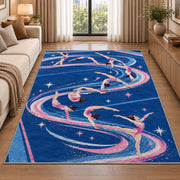 Gymnastics Tumbling Rug in a bright living room with a sofa
