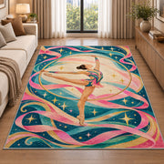Rhythmic Gymnastics Hoop Rug in a bright living room with a sofa