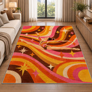 Retro Gymnastics Rug in a bright living room with a sofa