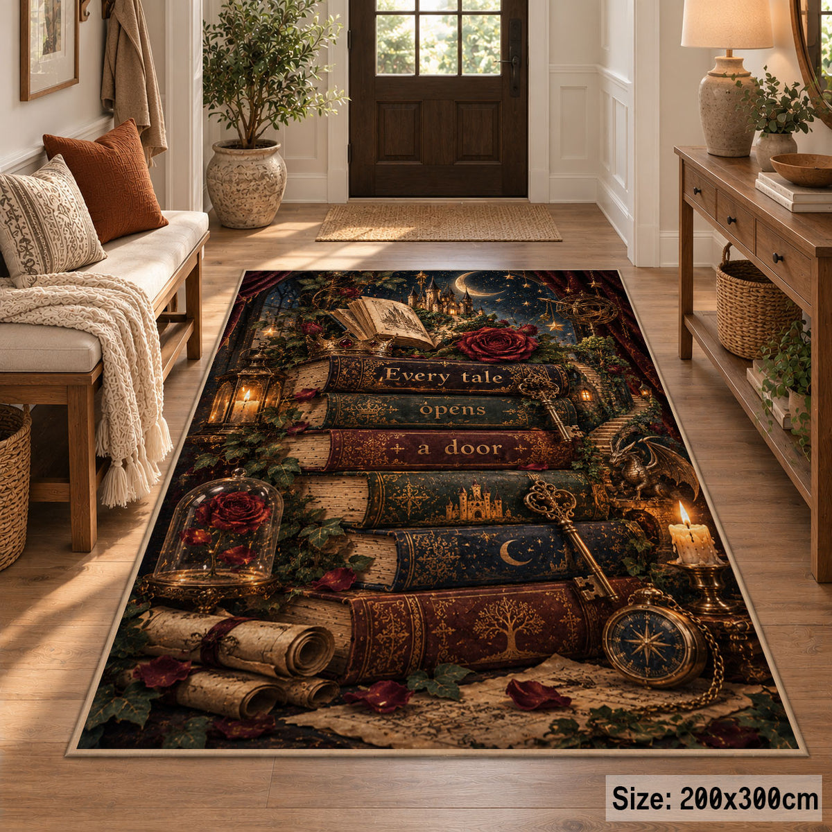 Antique Storybook Stack Area Rug shown in room setting, view 2