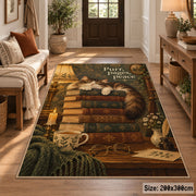 Cat on Antique Books Area Rug shown in room setting, view 2