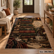 Vintage Book Stack and Tea Area Rug shown in room setting, view 2