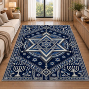 Star of David Medallion Rug in a bright living room with a sofa