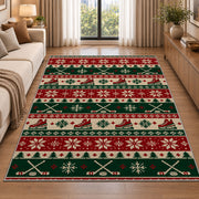Hockey Christmas Sweater rug in a bright living room with a sofa