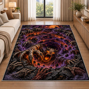 Demon claw abyss vortex area rug in a living room beside a sofa