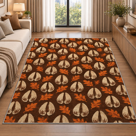 Deer Tracks Pattern rug in a bright living room with a sofa