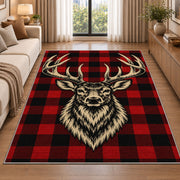 Buffalo Plaid Deer rug in a bright living room with a sofa