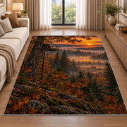 Tree Stand Sunrise rug in a bright living room with a sofa