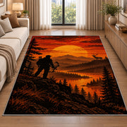 Bowhunter Sunset rug in a bright living room with a sofa