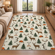 Hunting Icons Pattern rug in a bright living room with a sofa