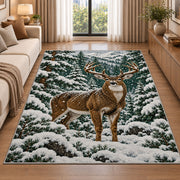 Winter Buck rug in a bright living room with a sofa