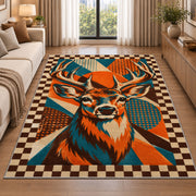 Pop Art Buck rug in a bright living room with a sofa