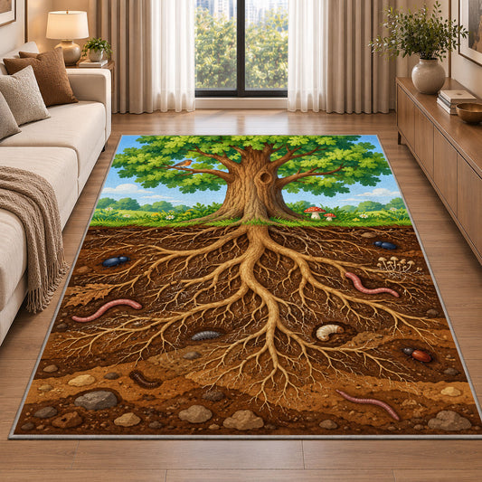 Woodland Tree Roots Rug, Forest Nature Area Carpet for Kids Room and Cozy Living Room Decor - image 2