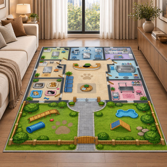 Colorful Town Road Map Rug, Kids Playroom Area Carpet with Streets and Houses for Bedroom Decor - image 2