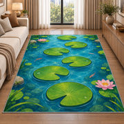 Green Lily Pad Pond Rug, Blue Water Nature Area Carpet for Kids Bedroom and Peaceful Room Decor - image 2