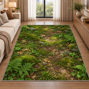 Mossy Forest Floor Rug, Green Woodland Nature Area Carpet for Bedroom and Cozy Reading Nook Decor - image 2