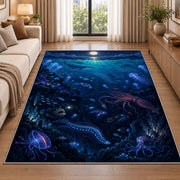 Deep Blue Underwater Rug, Ocean Reef Area Carpet for Kids Bedroom and Coastal Living Room Decor - image 2