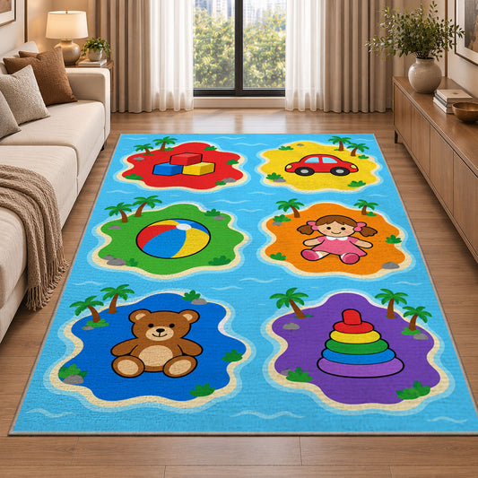 Colorful Sea Creature Shapes Rug, Blue Ocean Area Carpet for Kids Bedroom and Playroom Decor - image 2