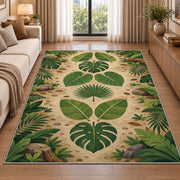 Cream Tropical Leaf Mandala Rug, room view 2