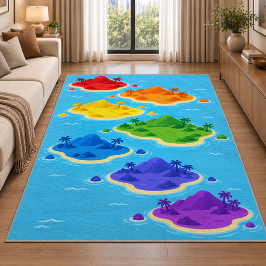 Colorful Whale Ocean Rug, room view 2