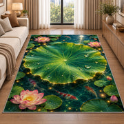 Green Lotus Pond Blossom Rug, room view 2