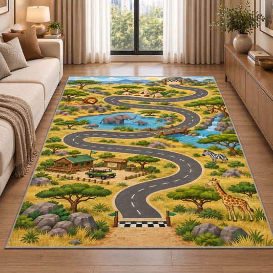 Green Countryside Road Rug, room view 2