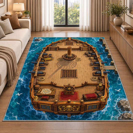 Sailing Ship Deck Rug, room view 2