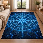 Blue Celestial Compass Rug, room view 2