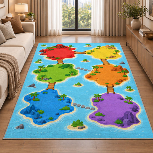 Rainbow Puzzle Shapes Rug, room view 2