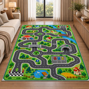 Green City Road Network Rug, Printed Area Carpet for Kids Bedroom and Cozy Living Room Decor - image 2