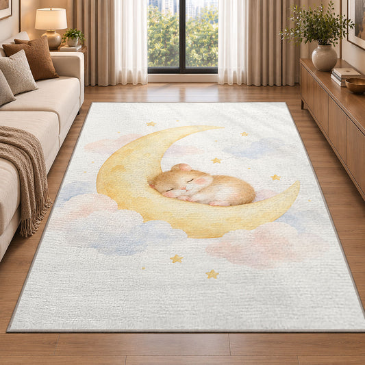 Baby Golden Crescent Rug, Printed Area Carpet for Kids Bedroom and Cozy Living Room Decor - image 2