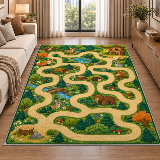 Winding Woodland Trail Rug, Printed Area Carpet for Kids Bedroom and Cozy Living Room Decor - image 2