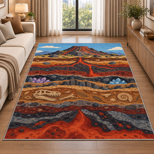 Earth Strata Landscape Rug, Printed Area Carpet for Kids Bedroom and Cozy Living Room Decor - image 2