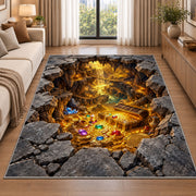 Golden Stone Vortex Rug, Printed Area Carpet for Kids Bedroom and Cozy Living Room Decor - image 2