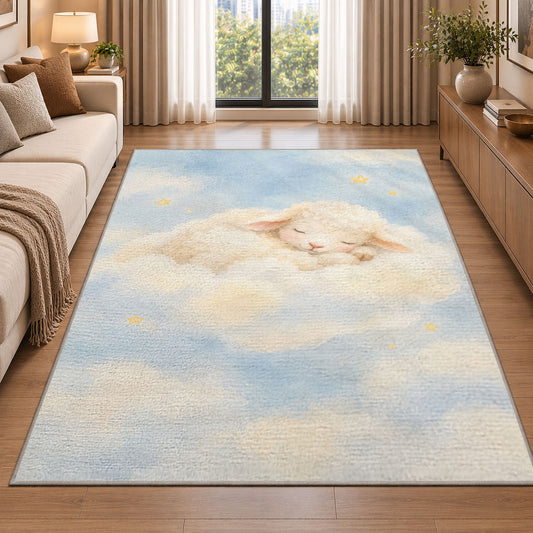 Pastel Baby Cloud Rug, Printed Area Carpet for Kids Bedroom and Cozy Living Room Decor - image 2