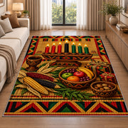 Kwanzaa Table Rug in a bright living room with a sofa