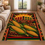 Kwanzaa Corn Rug in a bright living room with a sofa