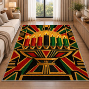 Art Deco Kwanzaa Rug in a bright living room with a sofa