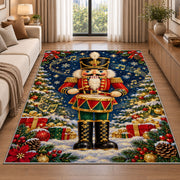 Drummer Nutcracker Rug in a bright living room with a sofa