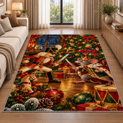 Nutcracker and Mouse King Rug in a bright living room with a sofa