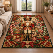 Vintage Nutcracker Rug in a bright living room with a sofa