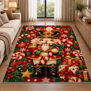 Cute Chibi Nutcracker Rug in a bright living room with a sofa