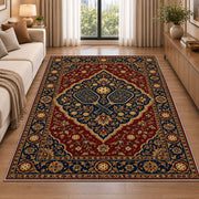 Persian Style Pickleball Rug in a bright living room with a sofa