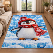 Baby Penguin Rug in a bright living room with a sofa