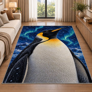 Emperor Penguin Rug in a bright living room with a sofa