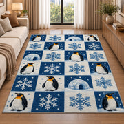 Penguin Checkered Rug in a bright living room with a sofa