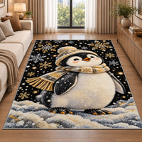 Elegant Penguin Rug in a bright living room with a sofa
