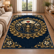 Vintage Nurse Emblem Rug in a bright living room with a sofa
