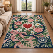 Floral Stethoscope Rug in a bright living room with a sofa